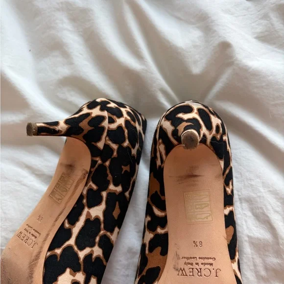 J. Crew Leopard Print Heels with Bow Accent - Picture 3 of 3